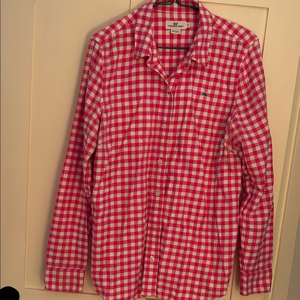 Vineyard Vines Pink and White Gingham Button-Down Shirt